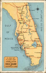 Map of Florida Showing Boca Grande and Gasparilla Island 