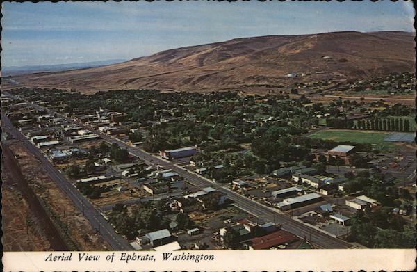 Aerial View Of Ephrata Washington Postcard