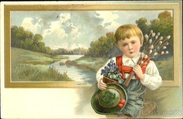 Little boy holding flowers Children