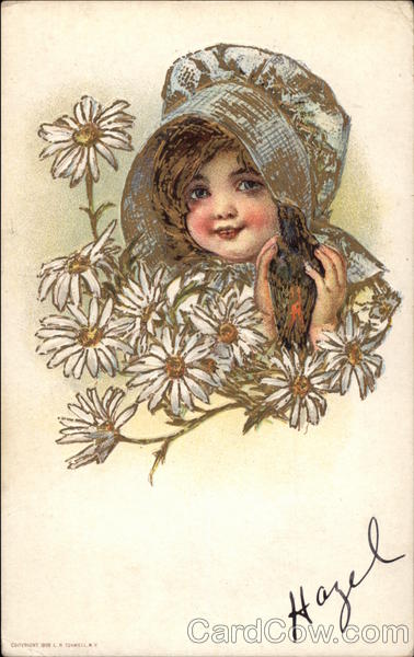 Girl in bonnet with white flowers Children