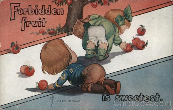 Forbidden Fruit Is Sweetest Artist Signed Postcard