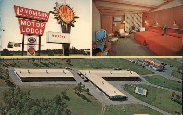 Landmark Motor Lodge Glens Falls Ny Postcard