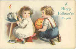 Halloween Children, Pumpkins Postcard Postcard