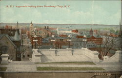 Rensselaer Polytechnic Institute - Approach Looking Down Broadway Postcard