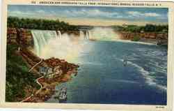 American and Horseshoe Falls from International Bridge Niagara Falls, NY Postcard Postcard