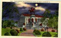 State Capitol and Washington Statue at Night Postcard