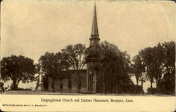 Congragational Church and Soldiers Monument Branford, CT Postcard Postcard