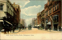 Main Street, Liiking North Bridgeport, CT Postcard Postcard