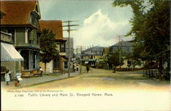 Public Libreary And Main St Vineyard Haven, MA Postcard Postcard