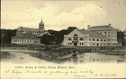 Armory & Catholic Church Medford, MA Postcard Postcard