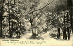 Monument And Old North Bridge Concord, MA Postcard Postcard