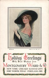 "Stella" Holiday Greetings from Montgomery Ward & Co. Postcard