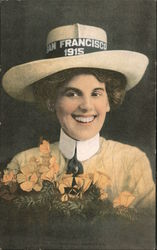 PPIE Woman with Hat, Poppies 1915 Panama-Pacific International Exposition (PPIE) Postcard Postcard Postcard