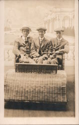 3 Men in Cart, Studio Photo San Francisco, CA 1915 Panama-Pacific International Exposition (PPIE) Postcard Postcard Postcard