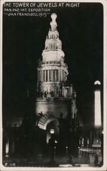 The Tower of Jewels at night - San Francisco Postcard