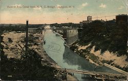 View of Erie Canal from N.Y.C. Bridge Lockport, NY Postcard Postcard Postcard