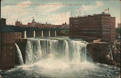 Genesee River, Upper Falls, Showing New York Central R.R. Bridge Postcard