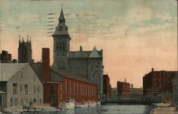 Erie Canal and City Hall Postcard