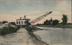 Building Barge Canal, Cleveland and Son's Steam Shovel, Erie Canal New York Postcard Postcard Postcard