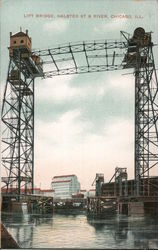 Lift Bridge, Halsted St. & River Chicago, IL Postcard Postcard Postcard