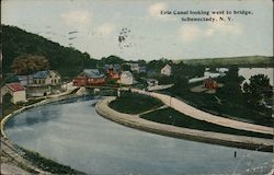 Erie Canal Looking West to Bridge Schenectady, NY Postcard Postcard Postcard