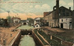 Lock No. 1 and 2, Looking West from Ovid Street Seneca Falls, NY Postcard Postcard Postcard