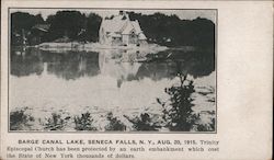 Barge Canal Lake, Trinity Episcopal Church, Aug. 20, 1915 Seneca Falls, NY Postcard Postcard Postcard