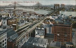 Brooklyn and Manhattan Bridges Postcard