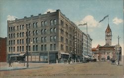 The Oxford Hotel, New Annex, Welcome Arch and Union Depot Postcard