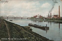 Canal Boat and Lehigh Bridge Allentown, PA Postcard Postcard Postcard