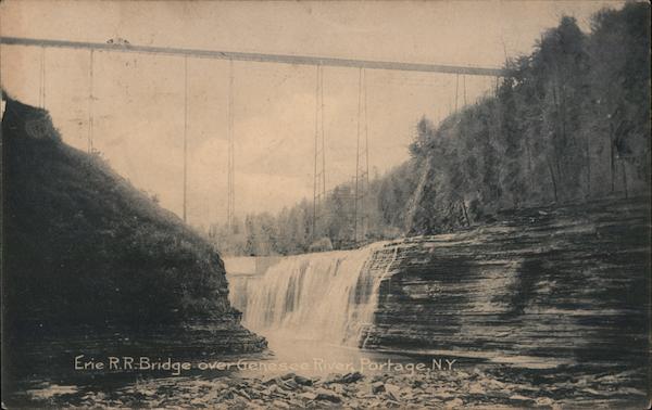 Erie Bridge over Genesee River Portage, NY Postcard