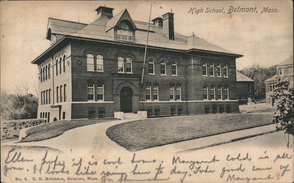 High School Belmont, MA Postcard