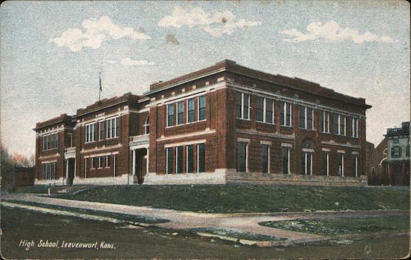 High School Leavenworth, KS Postcard