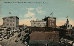 Bird's Eye View, Retail District Wichita, KS Postcard Postcard Postcard