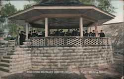 Band Stand and Roller Coaster, Wonderland Park Postcard