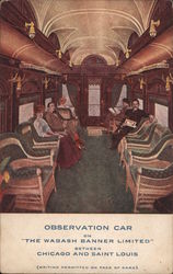 Observation Car on "The Wabash Banner Limited" Trains, Railroad Postcard Postcard Postcard