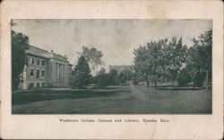 Washburn College Campus and Library Postcard