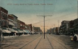 6723. Looking North on Topeka Avenue, Topeka, Kansas. Postcard Postcard Postcard