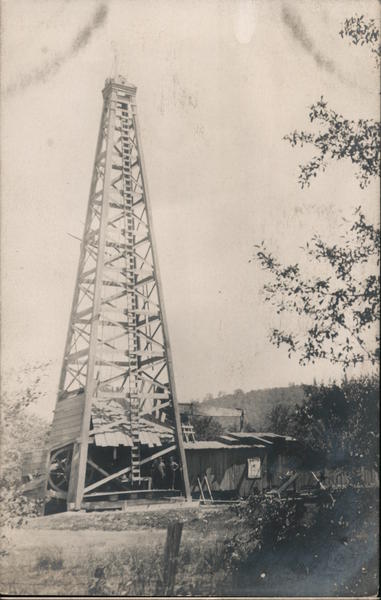 Early Wooden Oil Rig Oil Wells Postcard