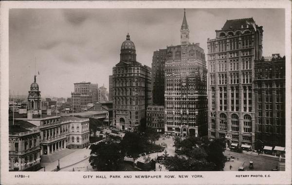City Hall Park and Newspaper Row New York, NY Postcard