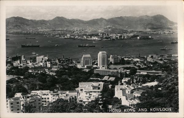 Bird's Eye View of Hong Kong and Kowloon Postcard