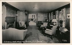 Library and Writing Room, S.S. Santa Elena - Grace Line Interiors Postcard Postcard Postcard