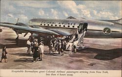 Hospitable Bermudians greet Colonial Airlines' Passengers Arriving from New York Postcard