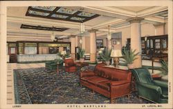 Lobby, Hotel Maryland St. Louis, MO Postcard Postcard Postcard