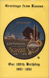 Kansas Centennial, 1861-1961 Postcard Postcard Postcard