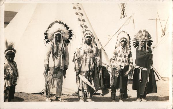 Native American Chiefs in Head Dress Native Americana Postcard