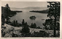 Steamer Rounding Island in Emerald Bay Lake Tahoe, CA Tavern Studio Photo Postcard Postcard Postcard