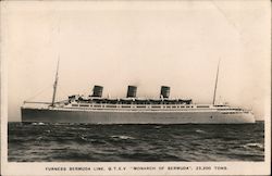 Furness Bermuda Line, Q.T.E.V. "Monarch of Bermuda" Postcard