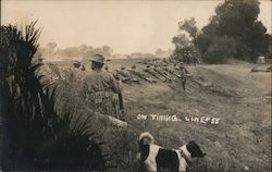 On The Firing Line Dog and Soldiers World War I Postcard Postcard Postcard