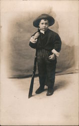 Little Boy with Toy Rifle Children Postcard Postcard Postcard